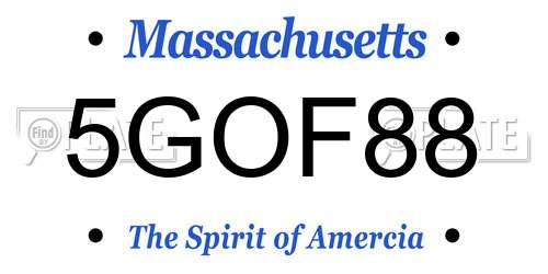 5GOF88 Massachusetts License Plate