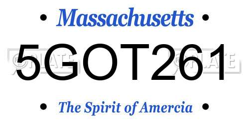 5GOT261 Massachusetts License Plate