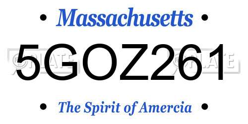 5GOZ261 Massachusetts License Plate