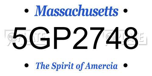 5GP2748 Massachusetts License Plate