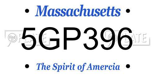 5GP396 Massachusetts License Plate