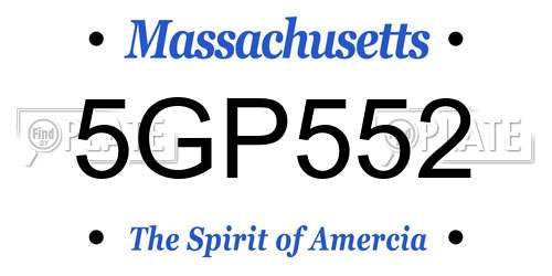 5GP552 Massachusetts License Plate
