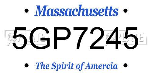 5GP7245 Massachusetts License Plate
