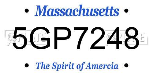 5GP7248 Massachusetts License Plate