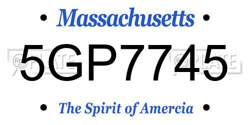 5GP7745 Massachusetts License Plate