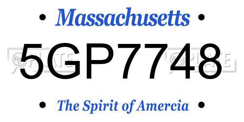 5GP7748 Massachusetts License Plate