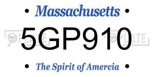 5GP910 Massachusetts License Plate
