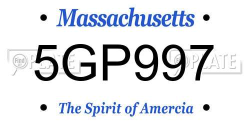 5GP997 Massachusetts License Plate