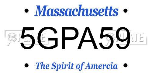 5GPA59 Massachusetts License Plate
