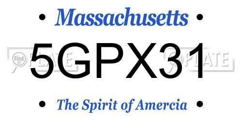 5GPX31 Massachusetts License Plate