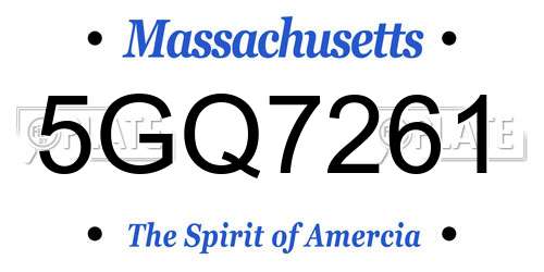 5GQ7261 Massachusetts License Plate