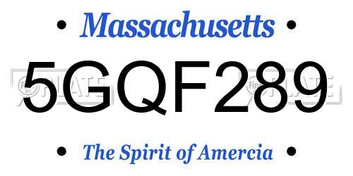 5GQF289 Massachusetts License Plate