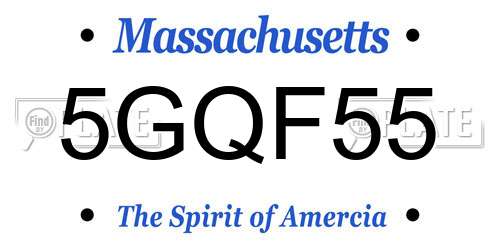 5GQF55 Massachusetts License Plate