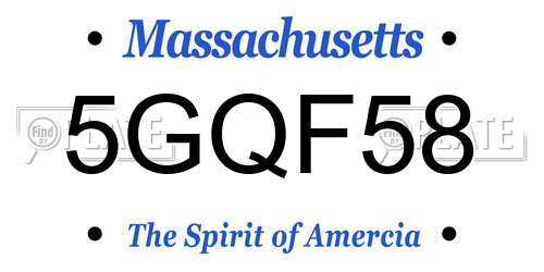 5GQF58 Massachusetts License Plate