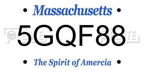5GQF88 Massachusetts License Plate