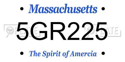 5GR225 Massachusetts License Plate