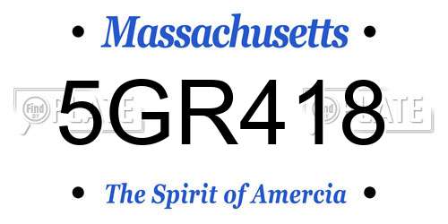 5GR418 Massachusetts License Plate