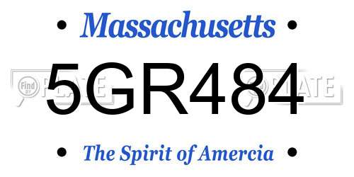 5GR484 Massachusetts License Plate