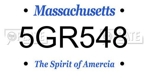 5GR548 Massachusetts License Plate