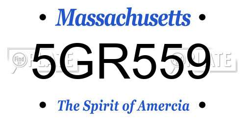 5GR559 Massachusetts License Plate