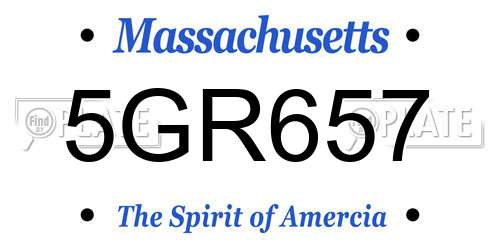 5GR657 Massachusetts License Plate