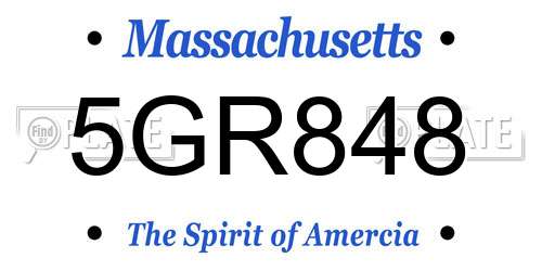5GR848 Massachusetts License Plate