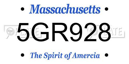 5GR928 Massachusetts License Plate