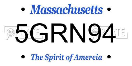 5GRN94 Massachusetts License Plate