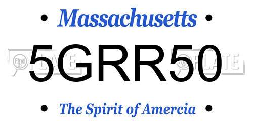 5GRR50 Massachusetts License Plate