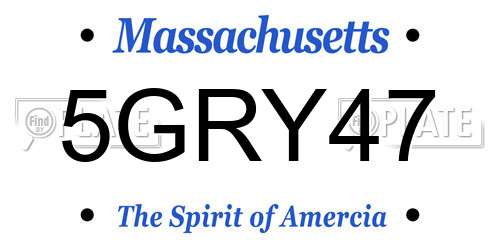 5GRY47 Massachusetts License Plate
