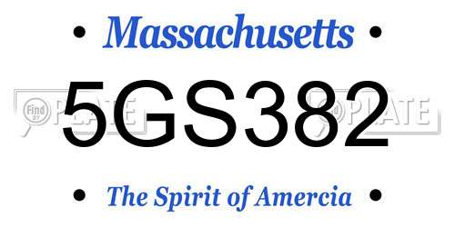 5GS382 Massachusetts License Plate