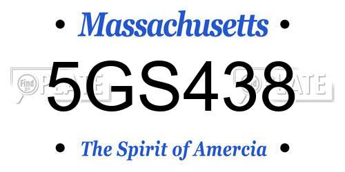 5GS438 Massachusetts License Plate