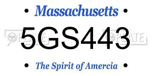 5GS443 Massachusetts License Plate