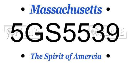 5GS5539 Massachusetts License Plate