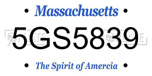 5GS5839 Massachusetts License Plate