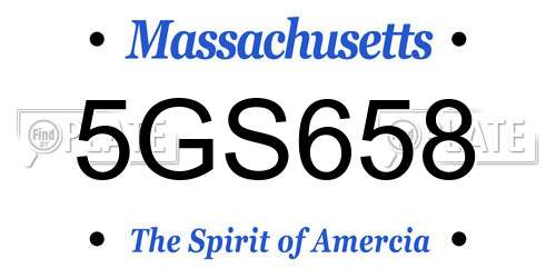 5GS658 Massachusetts License Plate