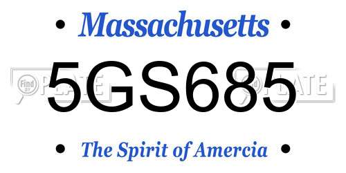 5GS685 Massachusetts License Plate