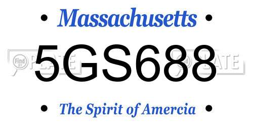 5GS688 Massachusetts License Plate