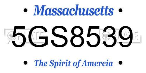 5GS8539 Massachusetts License Plate