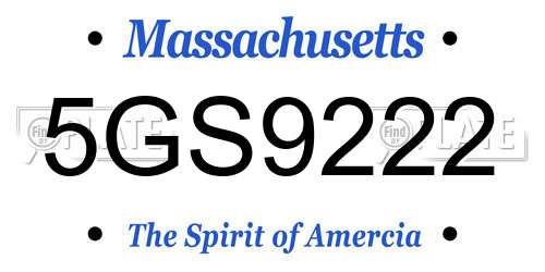 5GS9222 Massachusetts License Plate