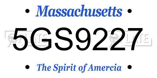 5GS9227 Massachusetts License Plate