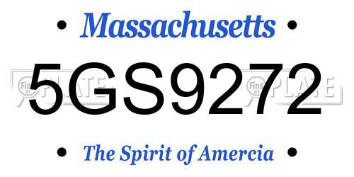 5GS9272 Massachusetts License Plate