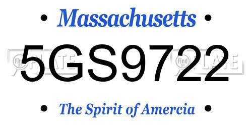 5GS9722 Massachusetts License Plate