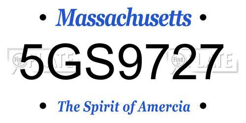 5GS9727 Massachusetts License Plate
