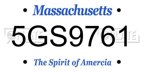 5GS9761 Massachusetts License Plate