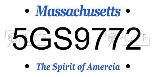 5GS9772 Massachusetts License Plate