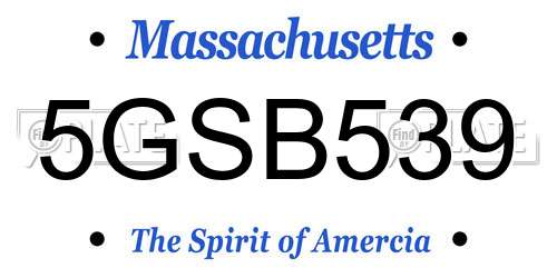 5GSB539 Massachusetts License Plate