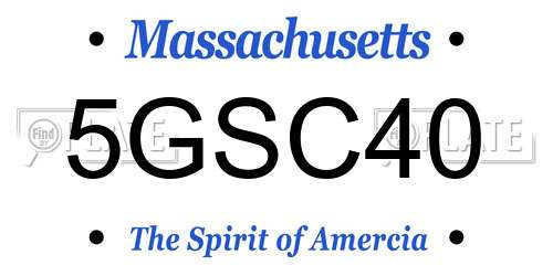5GSC40 license plate in MA state