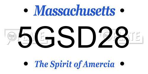 5GSD28 Massachusetts License Plate
