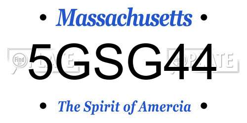 5GSG44 Massachusetts License Plate